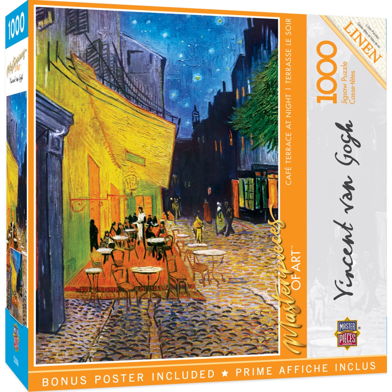 Masterpieces   1000 Piece Puzzle - Caf&#xE9; Terrace at Night - 19.25&#x22;x26.75&#x22;